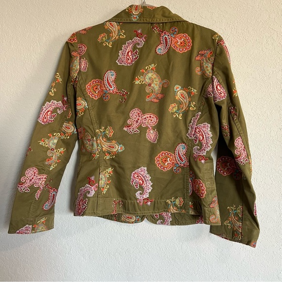 Johnny Was Embroidered Paisley Twill Cotton Blazer Jacket Small - Picture 5 of 5